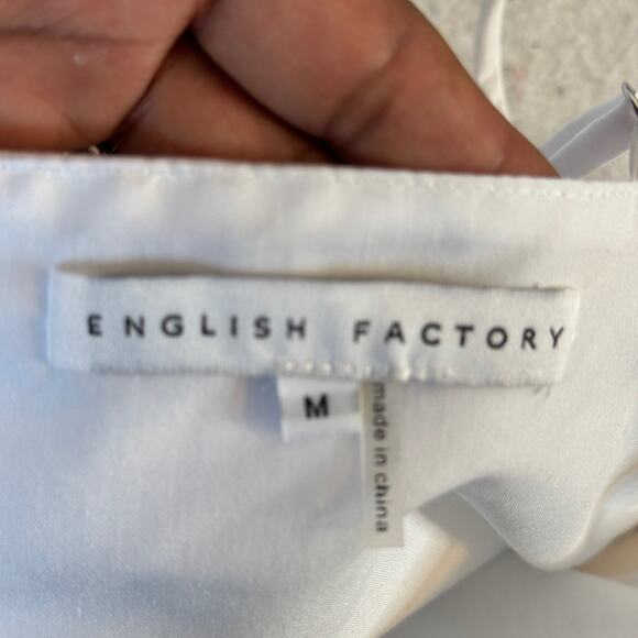 English Factory Dress Women Medium White Rainbow Stripe Poplin Mini Clean Girl - Picture 3 of 11